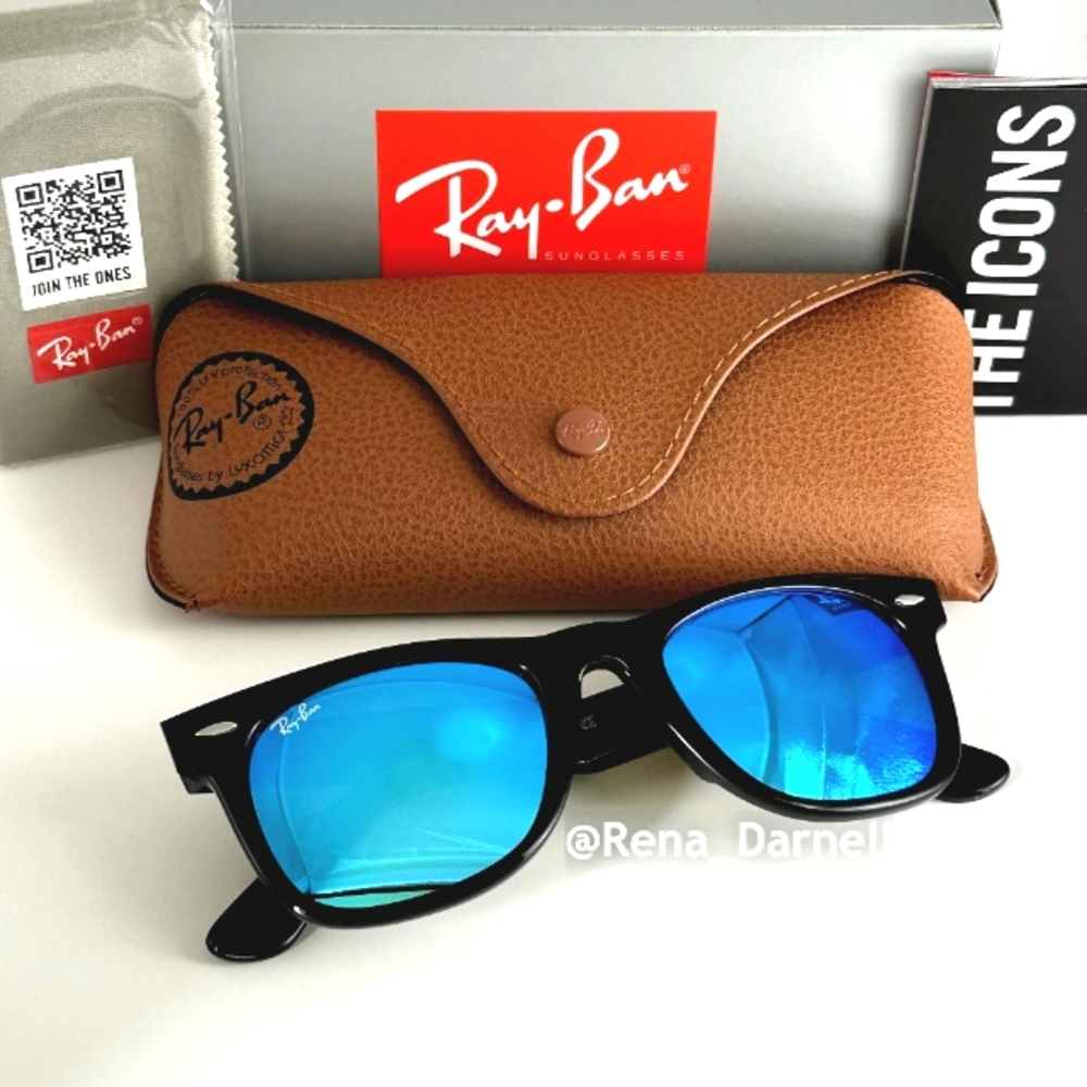 (FREE SHIPPING) RayBan Wayfarer Blue Mirror RB2140 New - Picture 10 of 16